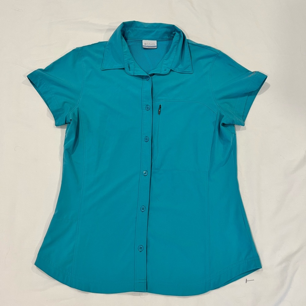 Women’s Columbia Short Sleeve Button Up Teal Size Small